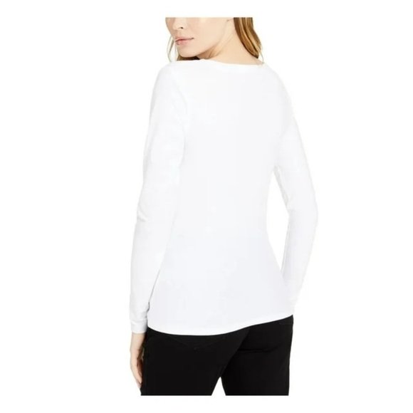 INC Long Sleeve V-Neck Tee - White - NWT - Medium - Picture 2 of 3